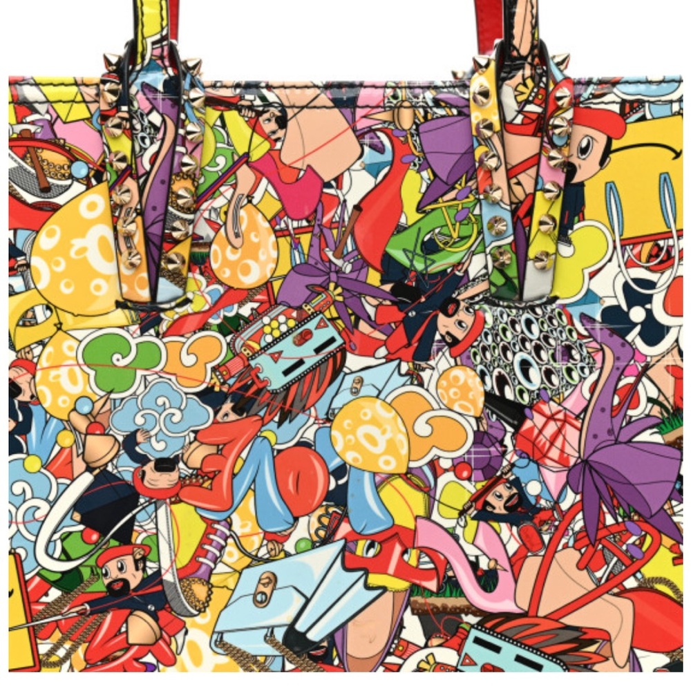 SUPER UNIQUE CHRISTIAN LOUBOUTIN Patent Calfskin Print Cabata Tote- Multicolor - Picture 17 of 17